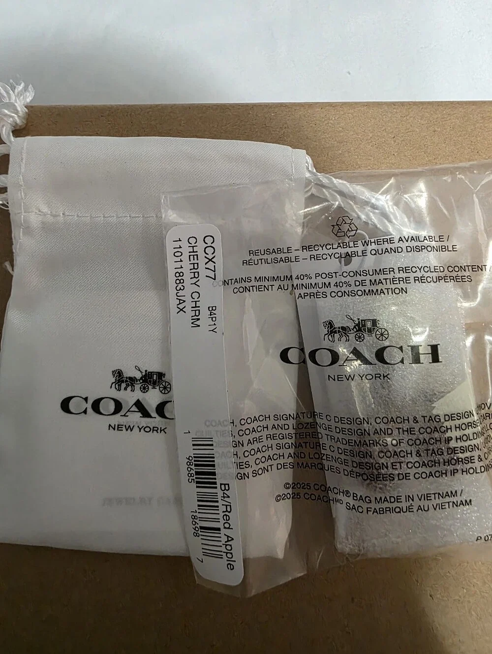 Coach Small Cherry Charm Nwt - Picture 3 of 7